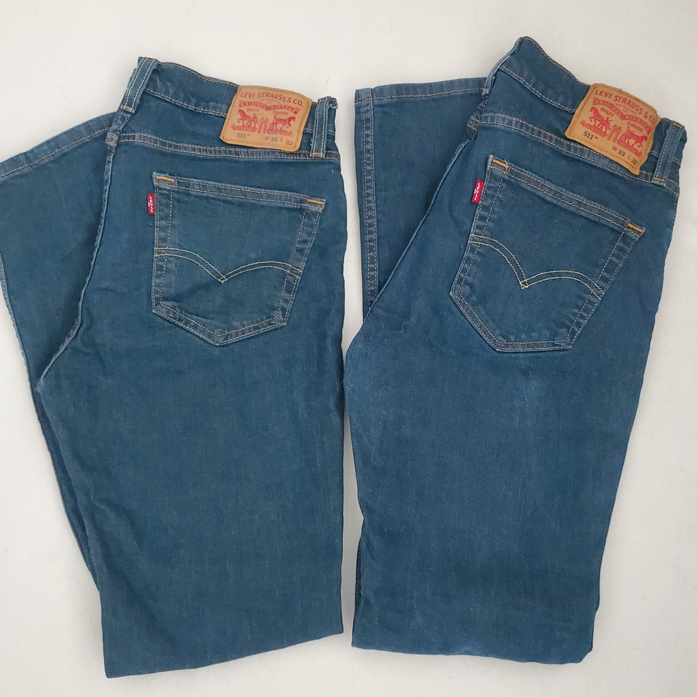 Levi's Men's (2 JEANS) Strauss 511 Slim Fit Blue Jeans W 33 L 32